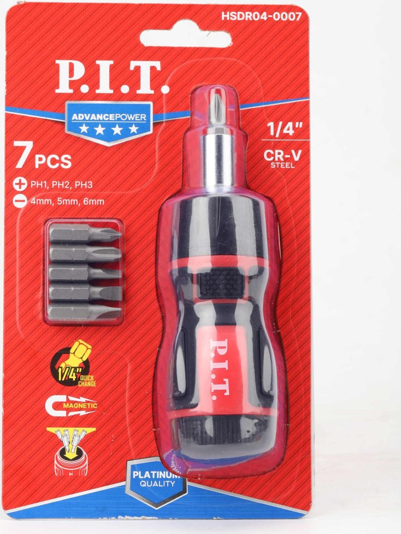 

Набор отвертка с битами P.I.T. Advance HSDR04-0007 (7 предметов)