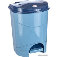 Мусорное ведро Idea с педалью 7 л (голубой мрамор/синий)