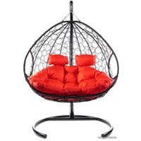 Подвесное кресло M-Group Для двоих 11450406 (черный ротанг/красная подушка)