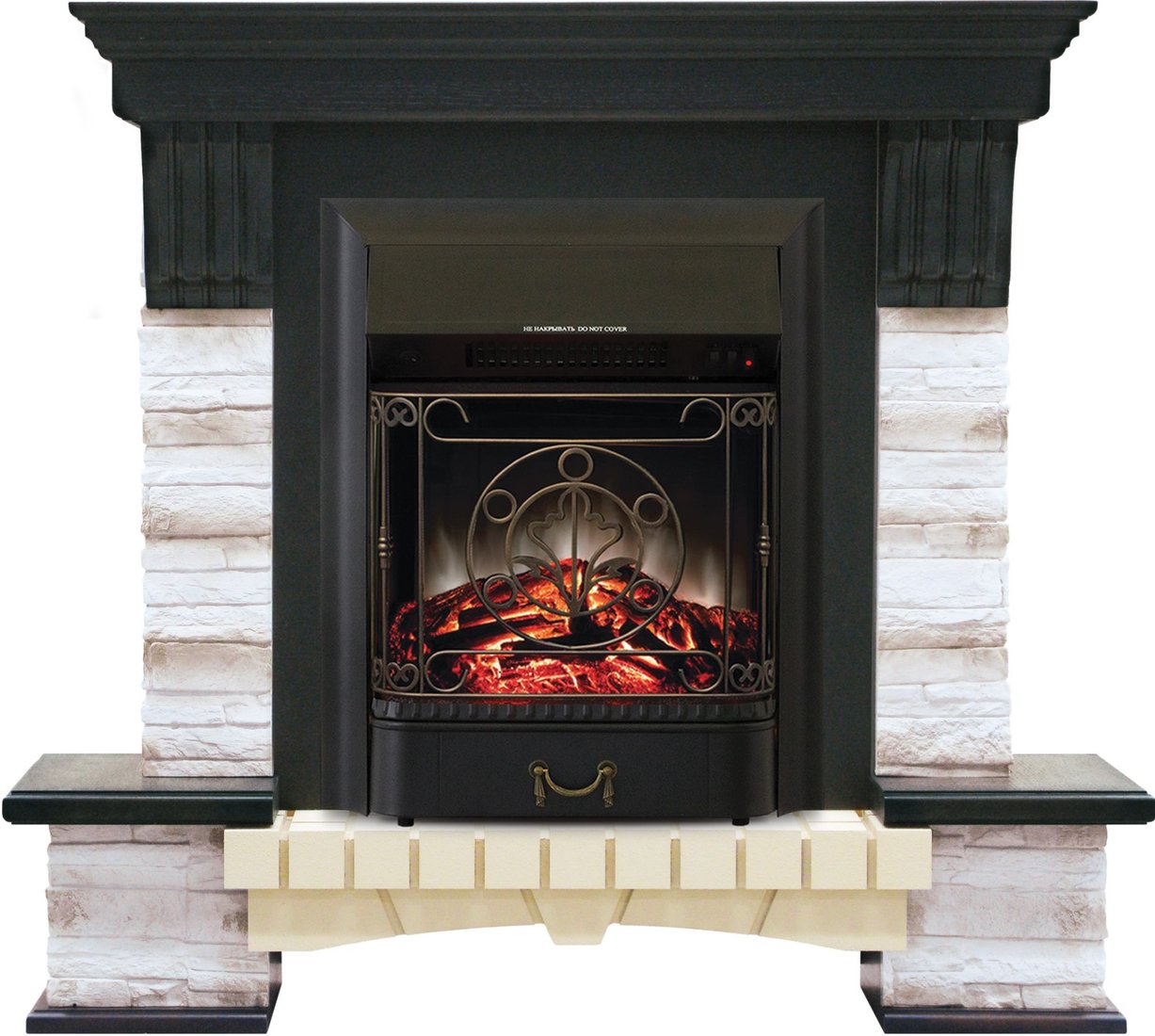 

Каминокомплект Smolcom Stone Montebello STD-ASP Majestic FX Black RB-STD3BLFX (темный орех)