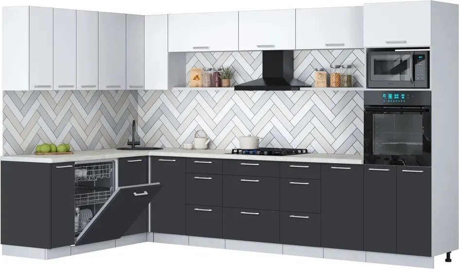 

Готовая кухня Интерлиния Мила Gloss 1.896х3.38-2 (пепел/белый/опал светлый)