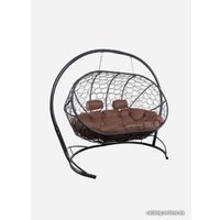 Подвесной диван M-Group Лежебока 11180305 (с серым ротангом/коричневая подушка)