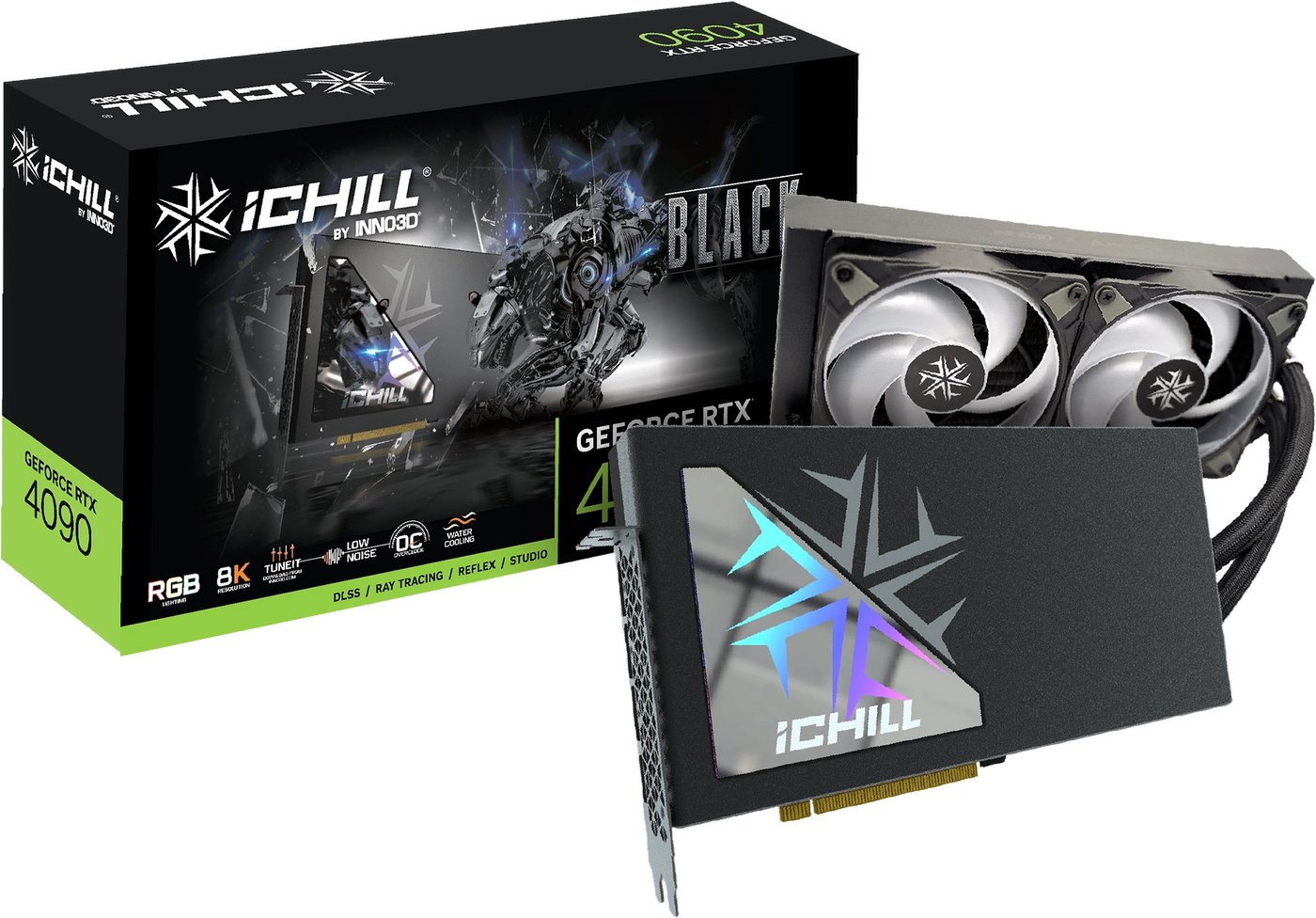 

Видеокарта Inno3D GeForce RTX 4090 iChill Black C4090B-246XX-18330005