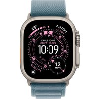 Умные часы Apple Watch Ultra 3 LTE 49 мм (титановый корпус, природный/голубой, текстильный ремешок размера S)