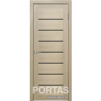 Межкомнатная дверь Portas S21 80x200 (лиственница крем, стекло lacobel черный лак)