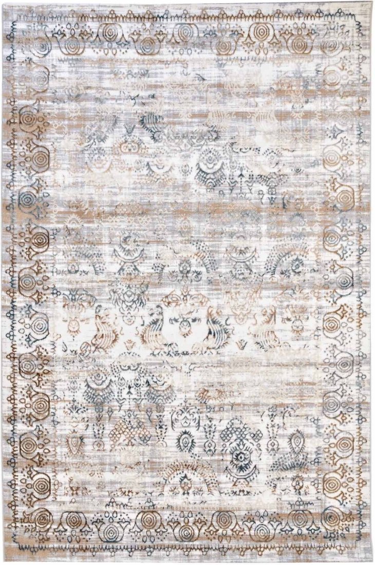 

Ковер для жилой комнаты Radjab Carpet Бьянка Прямоугольник D008A 7677RK-B (2x4, Cream Shirink/Blue Fdy)