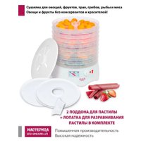 Сушилка для овощей и фруктов Мастерица EFD-0903VM (с прозрачными поддонами + 2 поддона для пастилы и лопатка)
