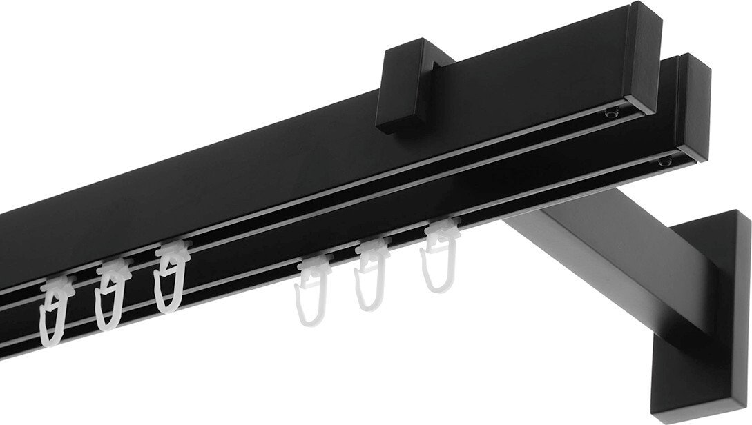 

Карниз для штор Sundays Home Флэт Лайн Изи двойной (заглушка черный матовый 2.4 м)