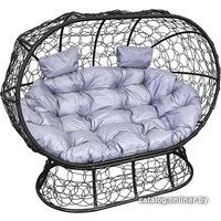 Садовый диван M-Group Лежебока 11190409 (на подставке с черным ротангом/серая подушка)