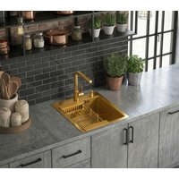 Кухонная мойка Diamond 450*500, коландер, дозатор GOLD DECOR