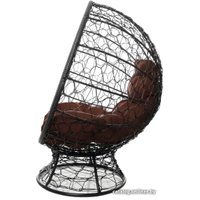 Кресло M-Group Кокос на подставке 11590405 (черный ротанг/коричневая подушка)