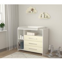 Детский комод Интерлиния Toddler-1 + 2 полки (белый/слоновая кость)