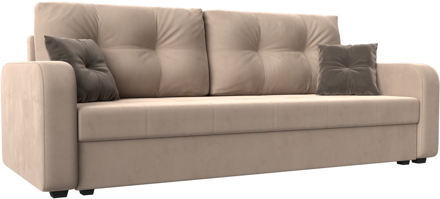 

Диван Лига диванов Ливерпуль Лайт (велюр, бежевый/подушки бежевый/коричневый)