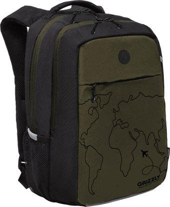 Школьный рюкзак Grizzly RB-556-5 (черный/хаки)