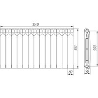 Биметаллический радиатор Теплоприбор БР1 500/90 (13 секций)