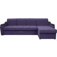 Угловой диван Сириус Лидер-4 с оттоманкой НПБ 300x165 (Eva 31 велюр фиолетовый)