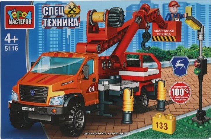 

Конструктор Город мастеров Спецтехника 5116-KK Газ садко Next с краном и люлькой