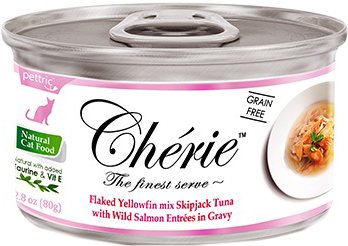 

Консервированный корм для кошек Pettric Signature Gravy Flaked Yellowfin mix Skipjack Tuna with Salmon Entrees (кусочки микса тунца и лосося в соусе) 80 г