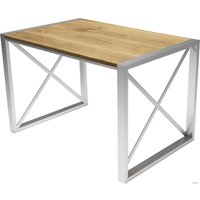 Кухонный стол Buro7 Лофт 120 (классика, дуб натуральный/серебро)