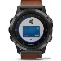 Умные часы Garmin Fenix 5X Plus Sapphire (серый/коричневый кожаный)