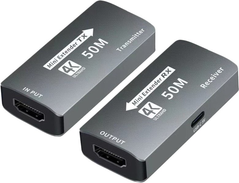 Усилитель сигнала USBTOP HDMI UltraHD 4К по витой паре RJ45 (LAN) до 50м MINI (1 приемник, 1 передатчик)