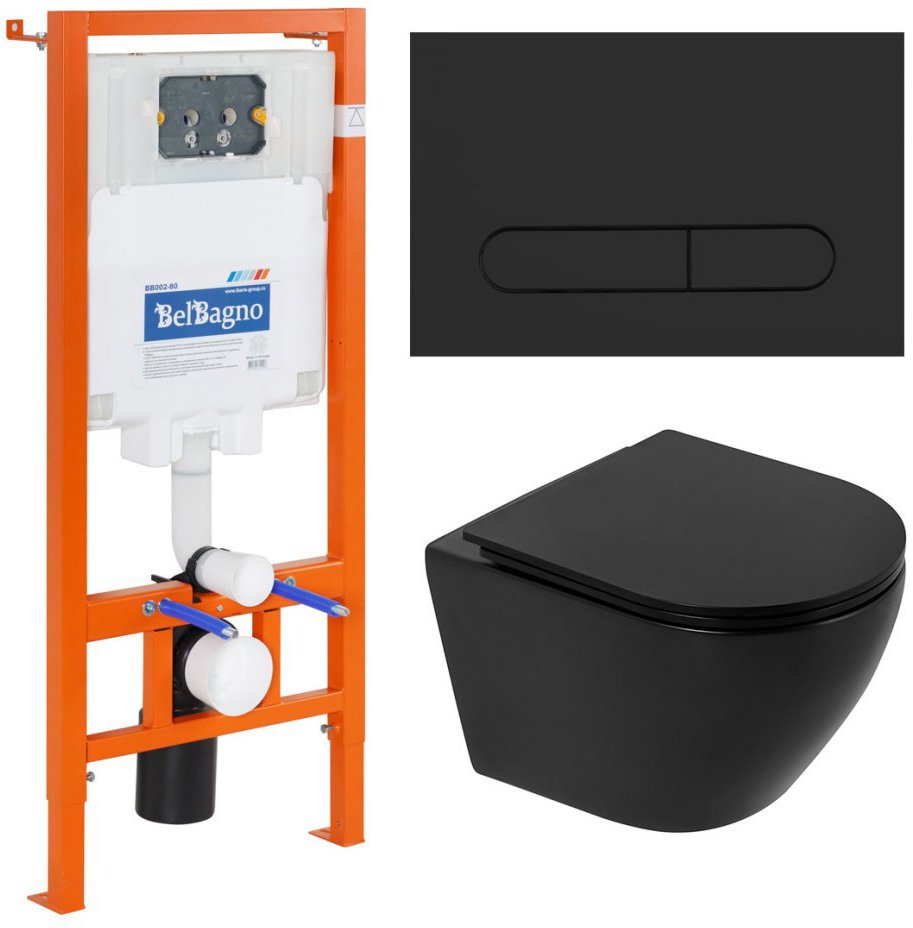 

Унитаз подвесной BelBagno BB062CHR-MB/BB062SC-MB/BB002-80/BB007-PR-NERO.M