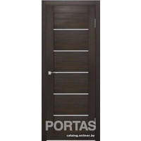 Межкомнатная дверь Portas S22 90x200 (орех шоколад, стекло мателюкс матовое)