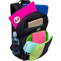 Школьный рюкзак Grizzly RB-355-2 (черный/салатовый)