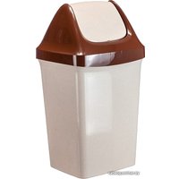 Мусорное ведро Idea Свинг 9 л (бежевый мрамор/коричневый)