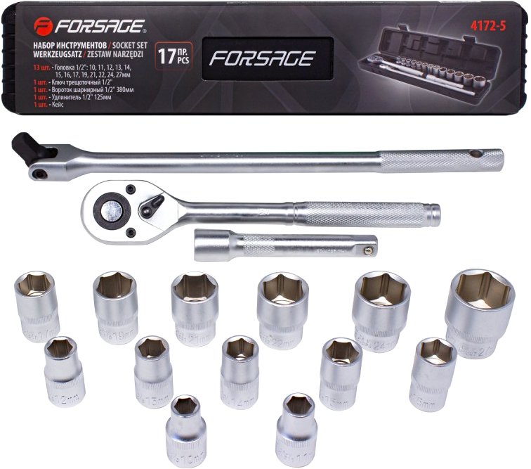 

Набор трещотка с головками FORSAGE F-4172-5 (17 предметов)