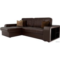 Угловой диван Лига диванов Брюссель 29396 (левый, экокожа, коричневый)