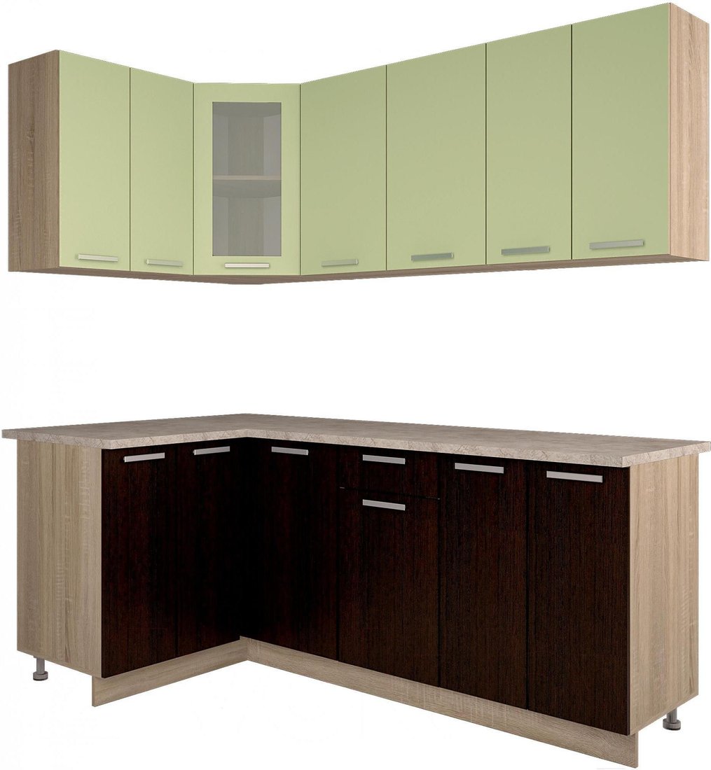 

Готовая кухня Интерлиния Мила 12x20 (салатовый/дуб венге)