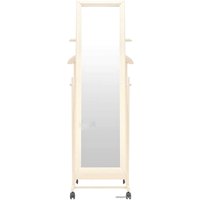 Стойка для одежды Мебелик с зеркалом на колесах В 24Н (слоновая кость)