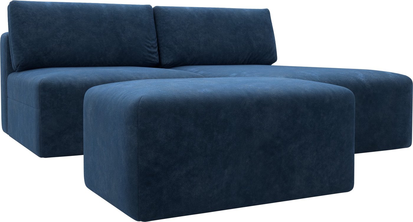 

Угловой диван Лига диванов Лига-060 НПБ угол универсальный с пуфом 129696 (велюр Brut 11 синий)