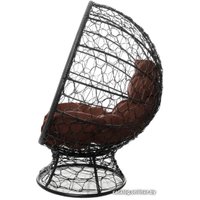 Кресло M-Group Кокос на подставке 11590305 (серый ротанг/коричневая подушка)