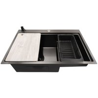 Кухонная мойка Stellar S7550NB-TU-L (нано черный, с доской)