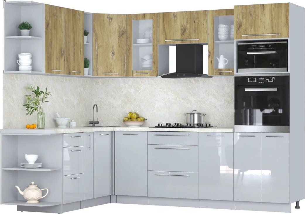 

Готовая кухня Интерлиния Мила Пластик 1.88x2.6 LV (дуб эпоксид/туманный глянец/опал светлый)