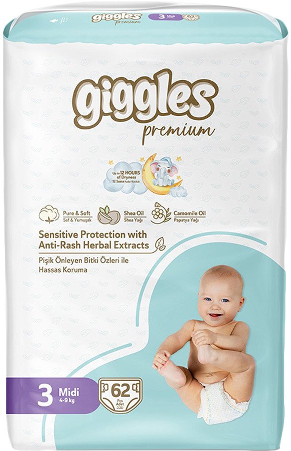 

Подгузники Giggles Premium Midi 3 Jumbo Pack (62 шт)