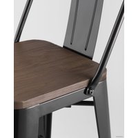 Стул Stool Group Tolix Wood со спинкой YD-H765E-W LG-01 (черный глянцевый/темное дерево)