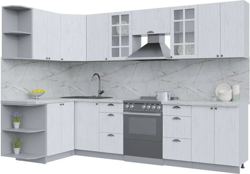 

Готовая кухня Интерлиния Берес 1.5x3.0 левая (дуб полярный/серый каспий)