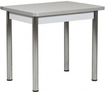 Кухонный стол Рамзес Ломберный 60х80/120 (лофт серый/ноги хром/кромка серая)