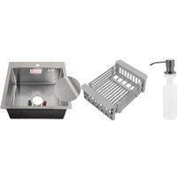 Кухонная мойка Schtoff Best Decor Silver 5050 + коландер KR-1 Grey + дозатор SD-1 Grey