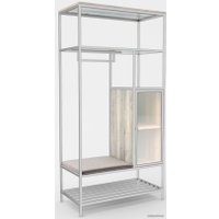 Стеллаж Hype Mebel Босс 120x200 (белый/древесина белая/велюр серый)