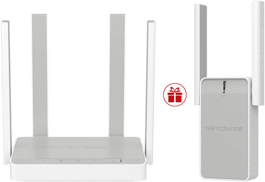 4G Wi-Fi роутер Netcraze Runner 4G NC-2212 + усилитель Wi-Fi Netcraze Buddy 4 NC-3211