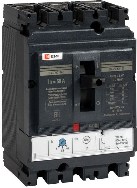 

Выключатель автоматический EKF PROxima ВА-99C 16050А 3P 36кА mccb99C-160-50