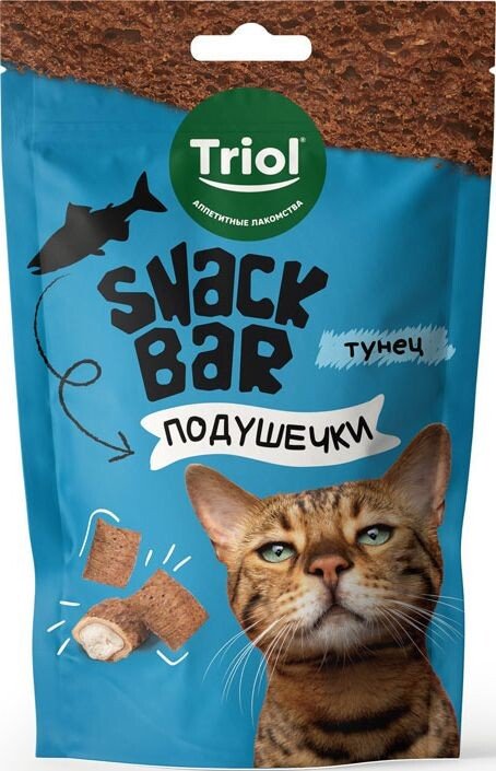 

Лакомство для кошек Triol Snack Bar Мини-подушечки с начинкой из тунца (30 г)