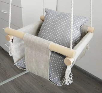 Качель Mamo Подвесные детские качели (горох серый)