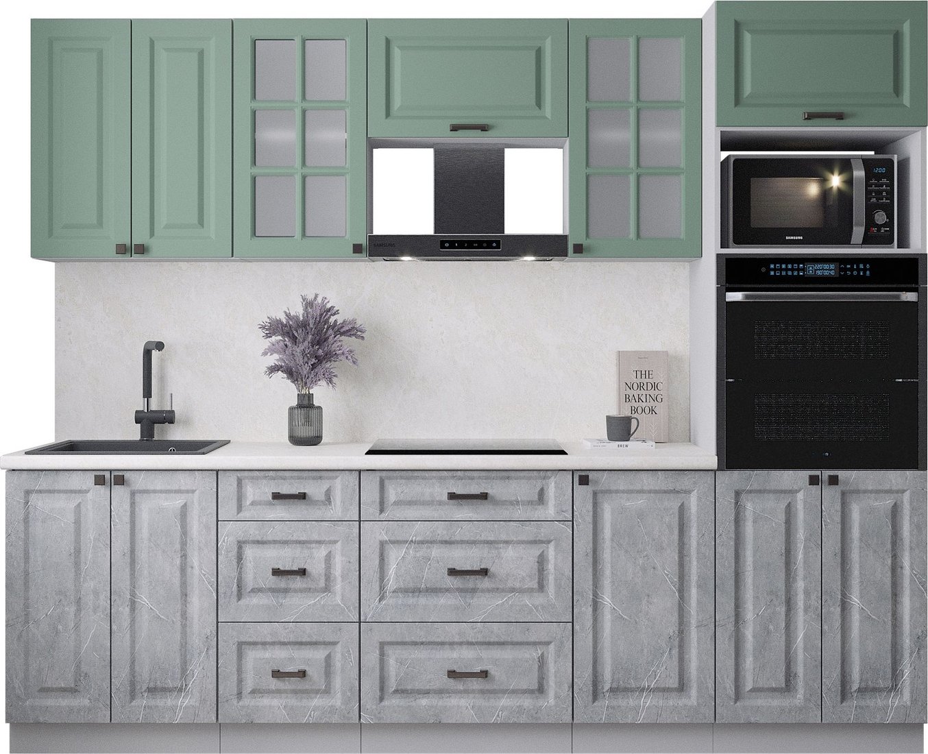 

Готовая кухня Интерлиния Мила Деко 2.6 (керамика/мята/опал светлый)