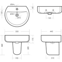Умывальник Sanita Luxe Best ВКС WB.PD/Best/55-C/WHT.G/S1
