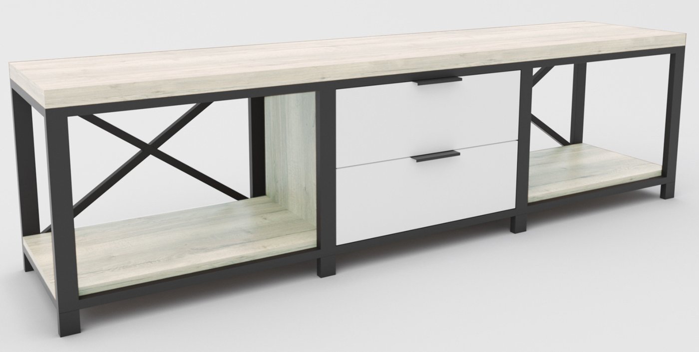

Тумба Hype Mebel Хельга 150x40 (черный-древесина белая)